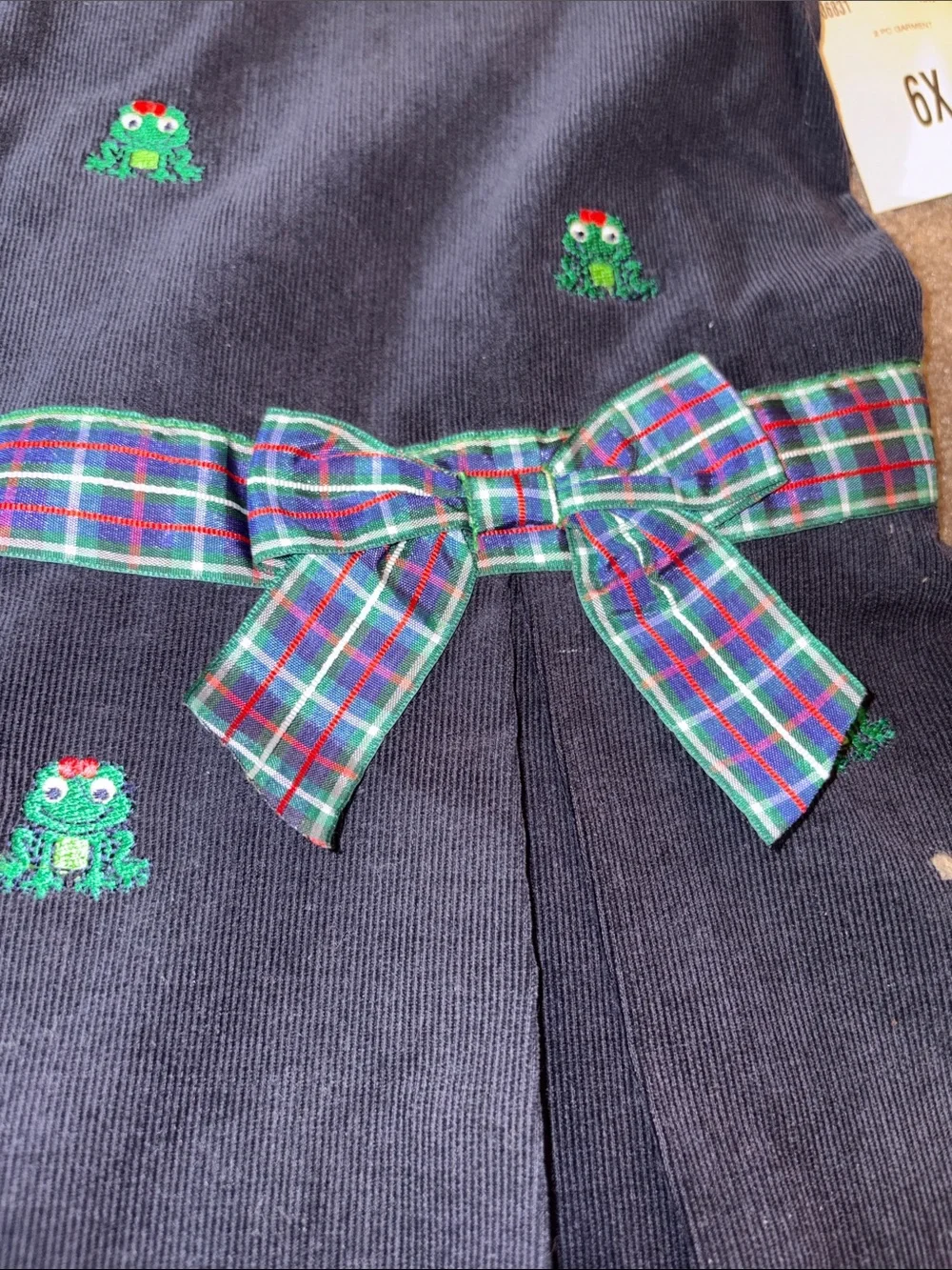Bonnie Jean girls corduroy embroidered frog two piece shirt and jumper